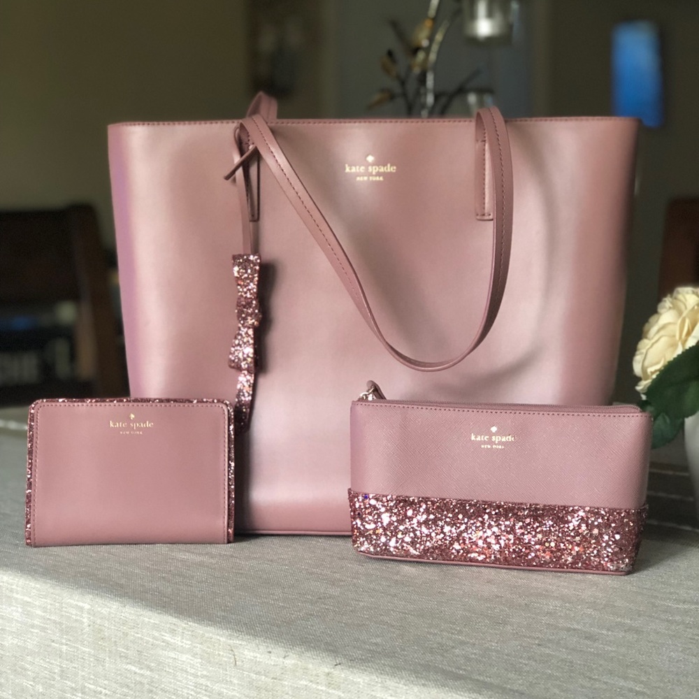 Kate Spade tote purse, wallet, and cosmetic bag